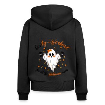 Booty Workout Lustiger Halloween Geist für Fitness - Frauen Premium Bio Zip Hoodie - Schwarz - Hinten - Julia (174cm)
