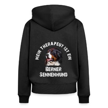 Berner sennenhund - Frauen Premium Bio Zip Hoodie - Schwarz - Hinten - Julia (174cm)