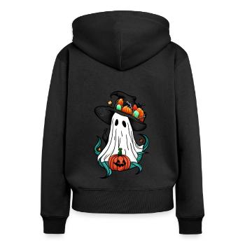 Ghost With a Pumpkin 3 - Sweat à capuche zippé Premium bio Femme - noir - Dos - Julia (174cm)