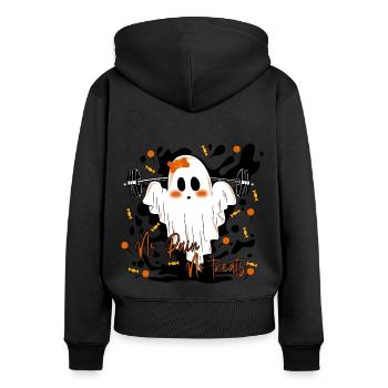No Workout No Treats! Halloween Fitness Geist - Frauen Premium Bio Zip Hoodie - Schwarz - Hinten - Julia (174cm)
