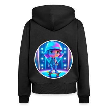Skater Girl - Sweat à capuche zippé Premium bio Femme - noir - Dos - Julia (174cm)