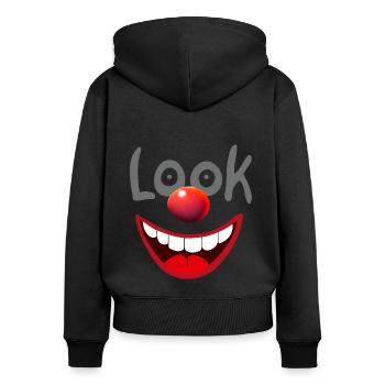 Clown Look - Women's Premium Organic Zip Hoodie - black - Back - Julia (174cm)