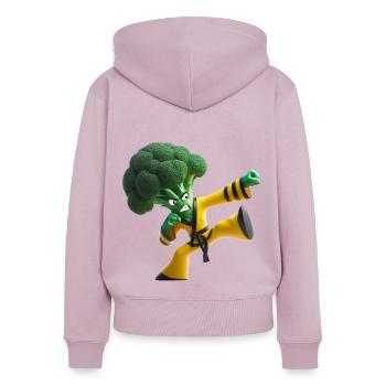 Combattant de kung-fu au brocoli - Sweat à capuche zippé Premium bio Femme - rose poudré - Dos - Julia (174cm)
