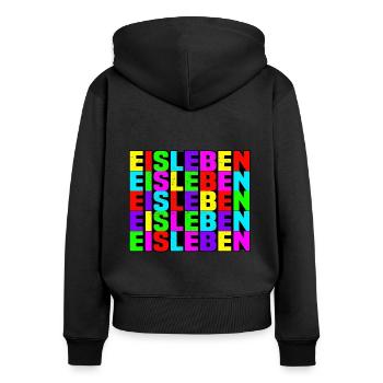 Eisleben - Frauen Premium Bio Zip Hoodie - Schwarz - Hinten - Julia (174cm)