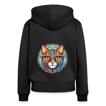 Pixie Bob Katze bunte Aquarell Haustier Illustration - Frauen Premium Bio Zip Hoodie - Schwarz - Hinten - Julia (174cm)