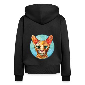 Rote Devon Rex Katze bunte Aquarell-Illustration - Frauen Premium Bio Zip Hoodie - Schwarz - Hinten - Julia (174cm)