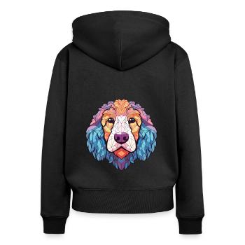 Deutscher Schafpudel Hunderasse Buntes Aquarell - Frauen Premium Bio Zip Hoodie - Schwarz - Hinten - Julia (174cm)