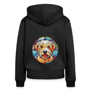 Glen Of Imaal Terrier Chien Race Verre Aquarelle - Sweat à capuche zippé Premium bio Femme - noir - Dos - Julia (174cm)