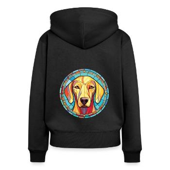 Sloughi Hunderasse bunte Aquarell-Illustration - Frauen Premium Bio Zip Hoodie - Schwarz - Hinten - Julia (174cm)