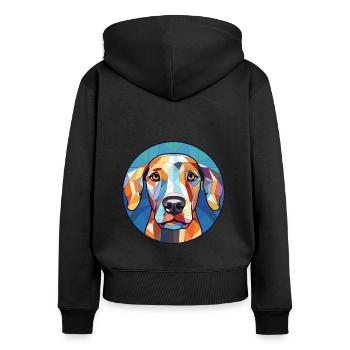 Braque Francais Dog Breed Watercolor Illustration - Women's Premium Organic Zip Hoodie - black - Back - Julia (174cm)