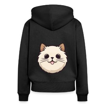 Illustration à l’aquarelle de dessin animé de chat de Birmanie - Sweat à capuche zippé Premium bio Femme - noir - Dos - Julia (174cm)