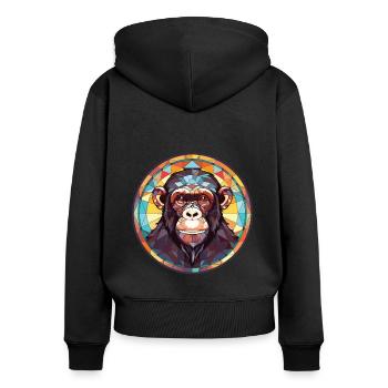 Schimpanse bunte Aquarell-Tierillustration - Frauen Premium Bio Zip Hoodie - Schwarz - Hinten - Julia (174cm)