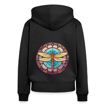 Libelle bunte Aquarell-Tier-Illustration - Frauen Premium Bio Zip Hoodie - Schwarz - Hinten - Julia (174cm)
