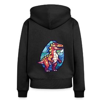 Illustration animale aquarelle colorée de dinosaure - Sweat à capuche zippé Premium bio Femme - noir - Dos - Julia (174cm)