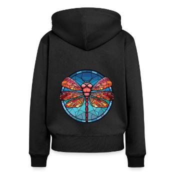 Dragonfly Colorful Watercolor Animal Illustration - Women's Premium Organic Zip Hoodie - black - Back - Julia (174cm)
