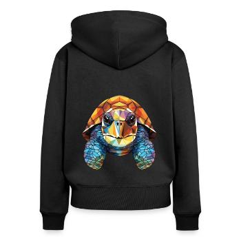 Schildkröte buntes Aquarell Tier Illustration - Frauen Premium Bio Zip Hoodie - Schwarz - Hinten - Julia (174cm)