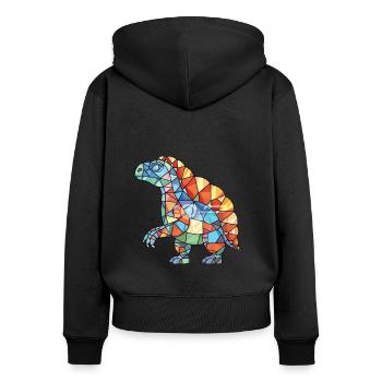 Illustration animale aquarelle colorée de dinosaure - Sweat à capuche zippé Premium bio Femme - noir - Dos - Julia (174cm)