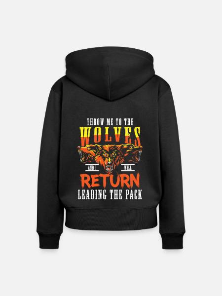 Wolf Wild Wolfpack - Frauen Premium Bio Zip Hoodie - Schwarz