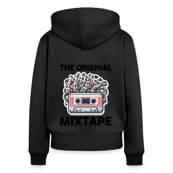 80er Jahre Mixtape Magic: Musikalische Explosion mit Kassette - Frauen Premium Bio Zip Hoodie - Schwarz - Hinten - Julia (174cm)