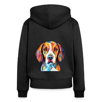 Beagle Harrier Scent Hound race chien aquarelle - Sweat à capuche zippé Premium bio Femme - noir - Dos - Julia (174cm)