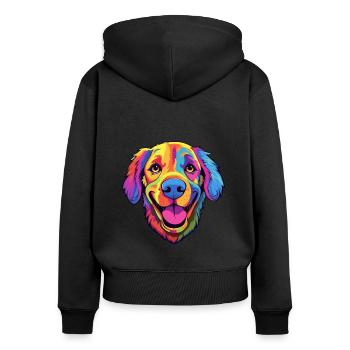 Berger De Beauce Dog Breed Cartoon Kawaii Illustra - Women's Premium Organic Zip Hoodie - black - Back - Julia (174cm)