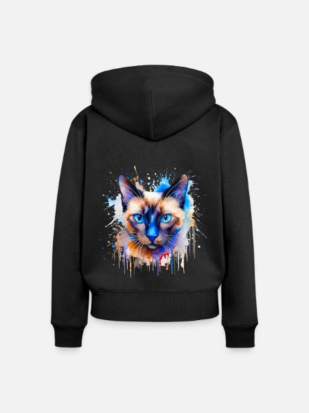 Siamkatze - Frauen Premium Bio Zip Hoodie - Schwarz