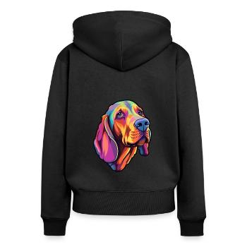 Lettische Jagdhunderasse Cartoon Kawaii Illustration - Frauen Premium Bio Zip Hoodie - Schwarz - Hinten - Julia (174cm)