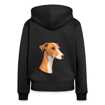 Old Croatian Sighthound Dog Breed Cartoon Kawaii I - Women's Premium Organic Zip Hoodie - black - Back - Julia (174cm)