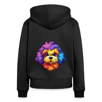 Shih Poo Hunderasse Cartoon Kawaii Illustration - Frauen Premium Bio Zip Hoodie - Schwarz - Hinten - Julia (174cm)