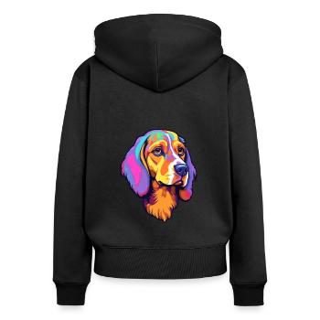 Beagle Harrier chien race Cartoon Kawaii Illustrati - Sweat à capuche zippé Premium bio Femme - noir - Dos - Julia (174cm)