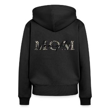 Mama "mom straight leopard" Mutti - Frauen Premium Bio Zip Hoodie - Schwarz - Hinten - Julia (174cm)