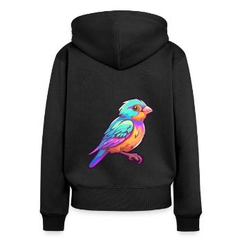 Sperling Buntes Aquarell Cartoon Kawaii Tier - Frauen Premium Bio Zip Hoodie - Schwarz - Hinten - Julia (174cm)