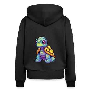 Schildkröte buntes Aquarell Cartoon Kawaii Tier - Frauen Premium Bio Zip Hoodie - Schwarz - Hinten - Julia (174cm)