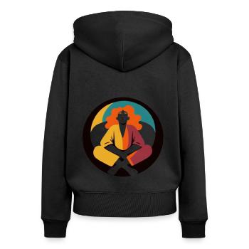 femme détendue - Sweat à capuche zippé Premium bio Femme - noir - Dos - Julia (174cm)