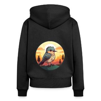 Kuckuck buntes Aquarell Cartoon Kawaii Tier - Frauen Premium Bio Zip Hoodie - Schwarz - Hinten - Julia (174cm)