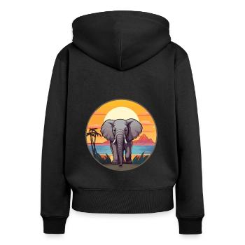 Elephant Colorful Watercolor Cartoon Kawaii Animal - Women's Premium Organic Zip Hoodie - black - Back - Julia (174cm)