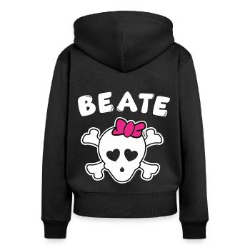 Piratin Beate Design für Mädchen und Frauen - Frauen Premium Bio Zip Hoodie - Schwarz - Hinten - Julia (174cm)