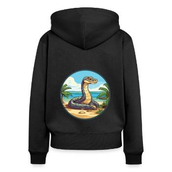 Anakonda Aquarell Cartoon Kawaii Clipart Tier - Frauen Premium Bio Zip Hoodie - Schwarz - Hinten - Julia (174cm)