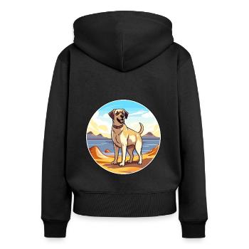 Anatolischer Schäferhund Rasse Cartoon Kawaii Hund - Frauen Premium Bio Zip Hoodie - Schwarz - Hinten - Julia (174cm)