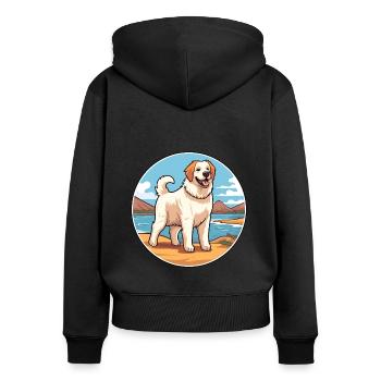 georgischer, schäferhund, rasse, cartoon, kawaii, clipart - Frauen Premium Bio Zip Hoodie - Schwarz - Hinten - Julia (174cm)