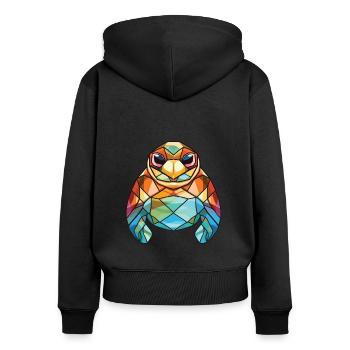 Schildkröte buntes Aquarell Tier Haustier Illustration - Frauen Premium Bio Zip Hoodie - Schwarz - Hinten - Julia (174cm)