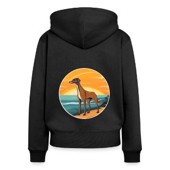 Rampur Greyhound Dog Breed Cartoon Kawaii Clipart - Women's Premium Organic Zip Hoodie - black - Back - Julia (174cm)