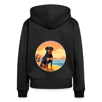 Rottweiler Hund Rasse Cartoon Kawaii Clipart Hund - Frauen Premium Bio Zip Hoodie - Schwarz - Hinten - Julia (174cm)