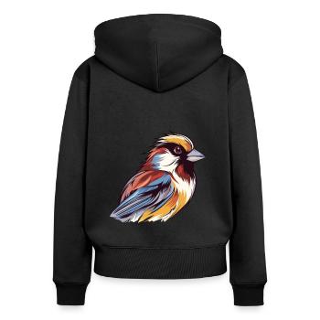 Sperling Buntes Aquarell Cartoon Kawaii Tier - Frauen Premium Bio Zip Hoodie - Schwarz - Hinten - Julia (174cm)