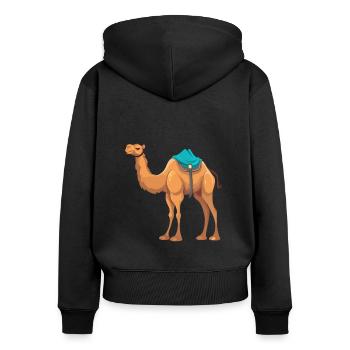 Camel Colorful Watercolor Cartoon Kawaii Animal - Women's Premium Organic Zip Hoodie - black - Back - Julia (174cm)