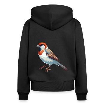 Sperling Buntes Aquarell Cartoon Kawaii Tier - Frauen Premium Bio Zip Hoodie - Schwarz - Hinten - Julia (174cm)