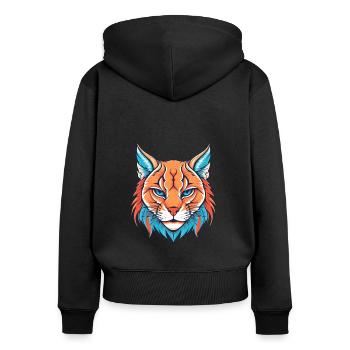 Rotluchs buntes Aquarell Karikatur Kawaii Tier - Frauen Premium Bio Zip Hoodie - Schwarz - Hinten - Julia (174cm)