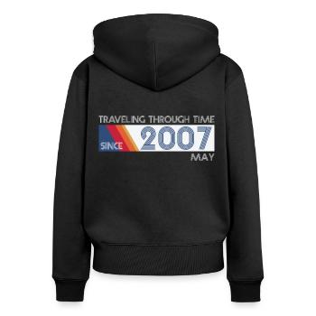 Funny Zeitreise Geburtstags Design May 2007 - Frauen Premium Bio Zip Hoodie - Schwarz - Hinten - Julia (174cm)