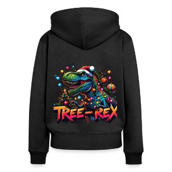 Tree Rex Decorated Dino Rocks Christmas - Women's Premium Organic Zip Hoodie - black - Back - Julia (174cm)
