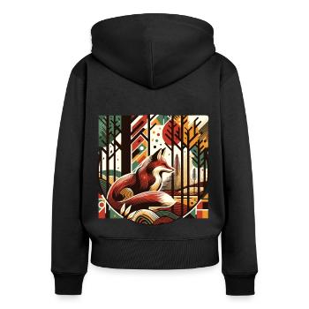Fuchs im Wald Retro Vintage Street Art Style - Frauen Premium Bio Zip Hoodie - Schwarz - Hinten - Julia (174cm)